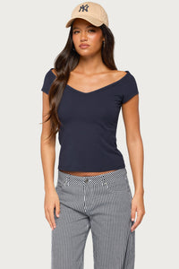 Calie Off Shoulder V Neck Top