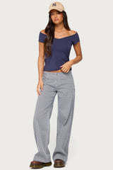 Calie Off Shoulder V Neck Top
