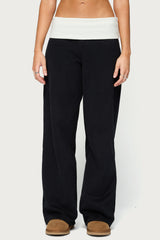 Idha Contrast Foldover Baggy Sweatpants