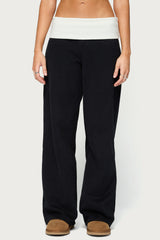 Idha Contrast Foldover Baggy Sweatpants
