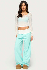 Idha Contrast Foldover Baggy Sweatpants