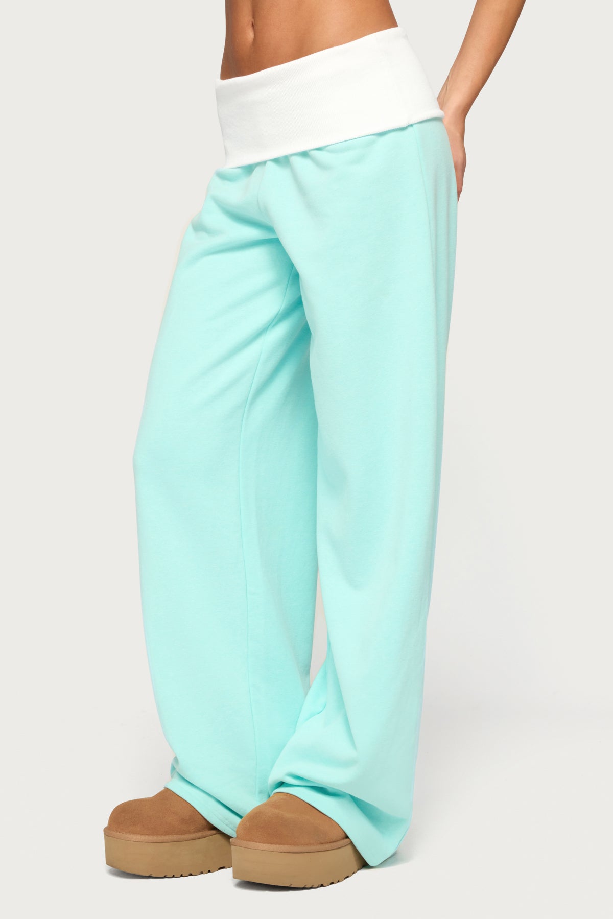 Idha Contrast Foldover Baggy Sweatpants