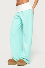 Idha Contrast Foldover Baggy Sweatpants