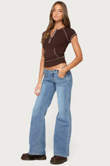 Jeena Front Pocket Henley T Shirt