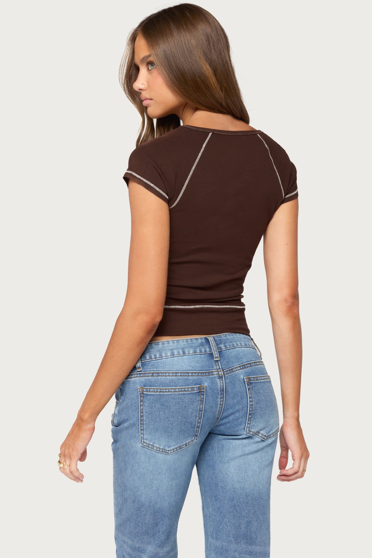 Jeena Front Pocket Henley T Shirt