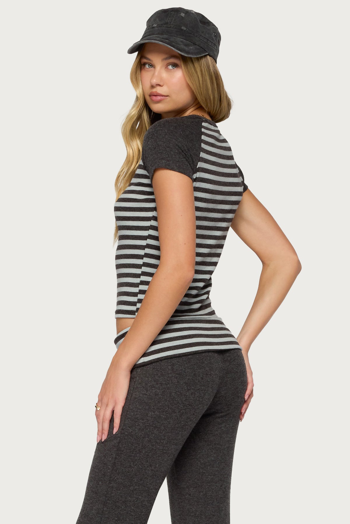 Stay Edikted Stripey Raglan T Shirt
