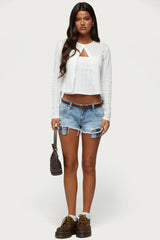 Catrine Plaid Pocket Denim Shorts