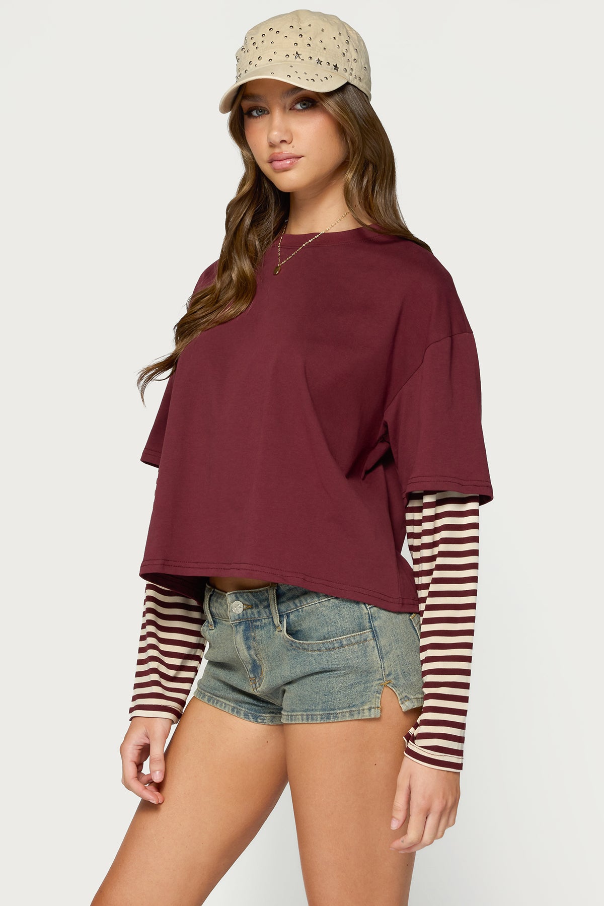 Nacie Layered Stripey Long Sleeve T Shirt