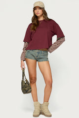 Nacie Layered Stripey Long Sleeve T Shirt