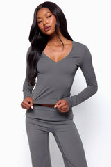 Ferne Long Sleeve V Neck Top