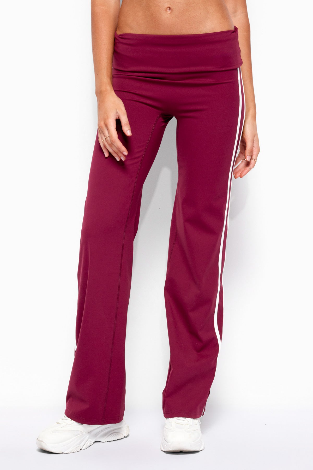 Anica Stripey Mid Rise Foldover Pants
