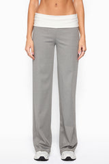 Dayna Contrast Foldover Straight Leg Pants