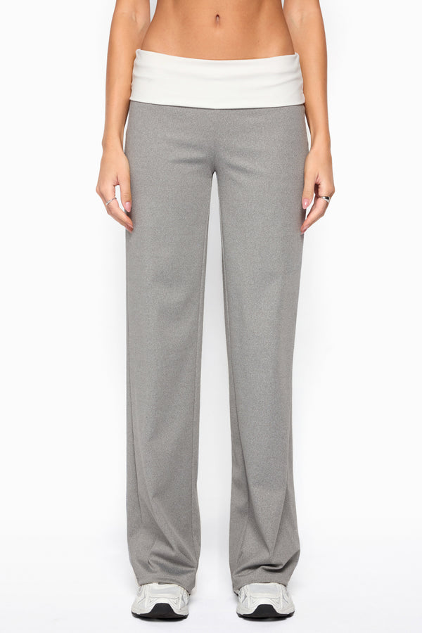 Dayna Contrast Foldover Straight Leg Pants view 2