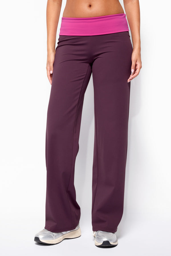 Dayna Contrast Foldover Straight Leg Pants