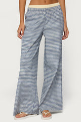 Indya Contrast Plaid Wide Leg Pants