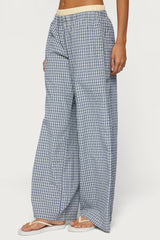Indya Contrast Plaid Wide Leg Pants