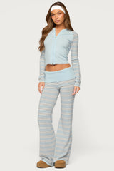 Jadie Stripey Knit Zip Up Hoodie