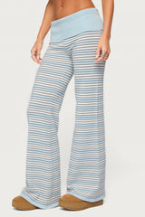 Jadie Foldover Striped Knit Pants
