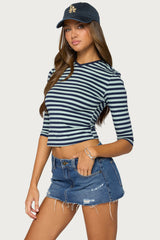 Esti Striped Quarter Sleeve Top