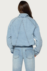 Jaysi High Neck Denim Bomber Jacket