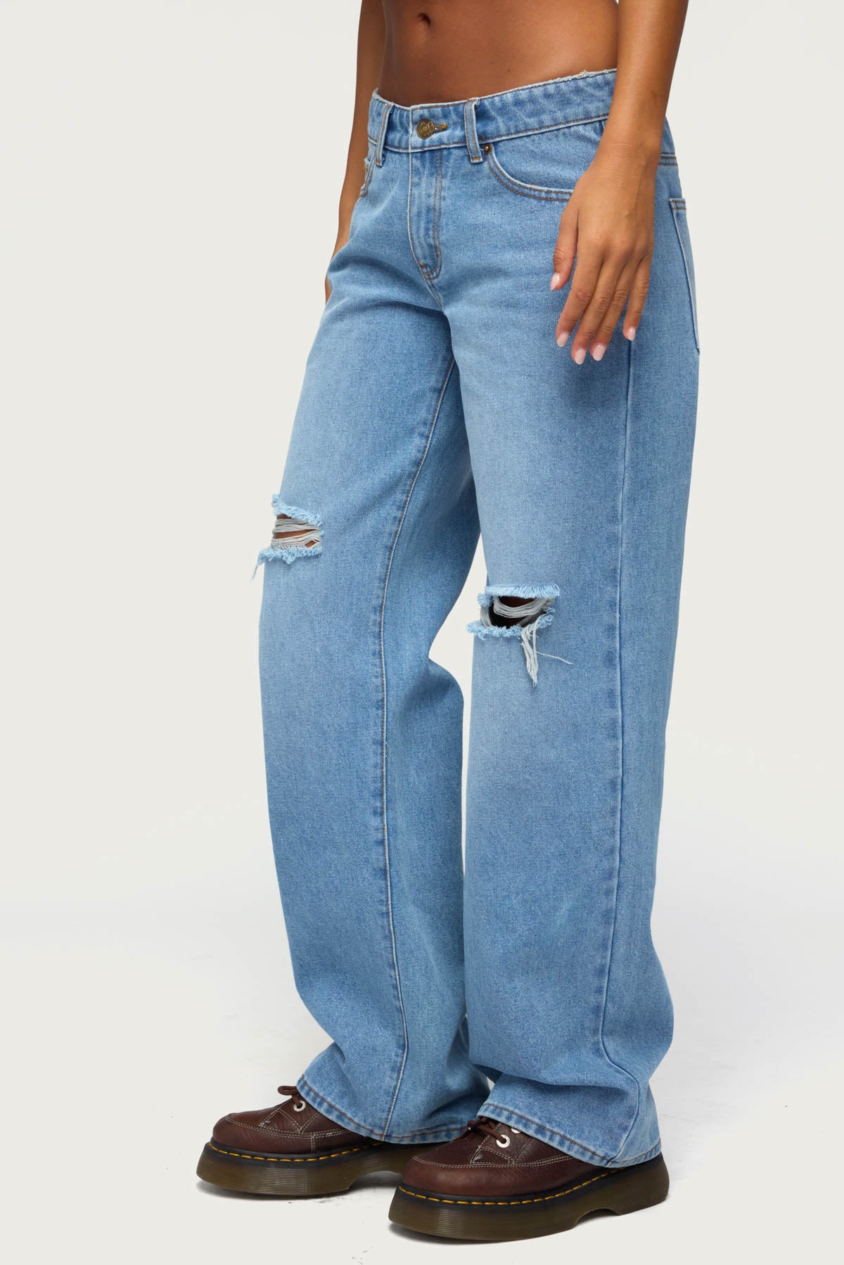 Juju Distressed Low Rise Baggy Jeans