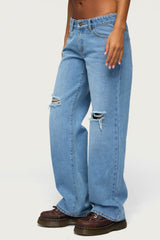 Juju Distressed Low Rise Baggy Jeans
