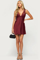 Dylin Lacey Satin Effect Mini Dress