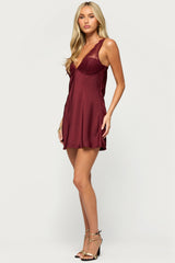 Dylin Lacey Satin Effect Mini Dress