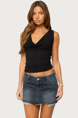 Mali Cutout Cowl Neck Top