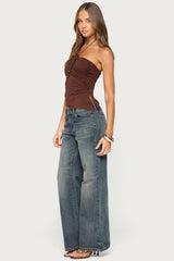 Calia Beaded Asymmetric Halter Top