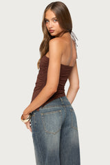 Calia Beaded Asymmetric Halter Top
