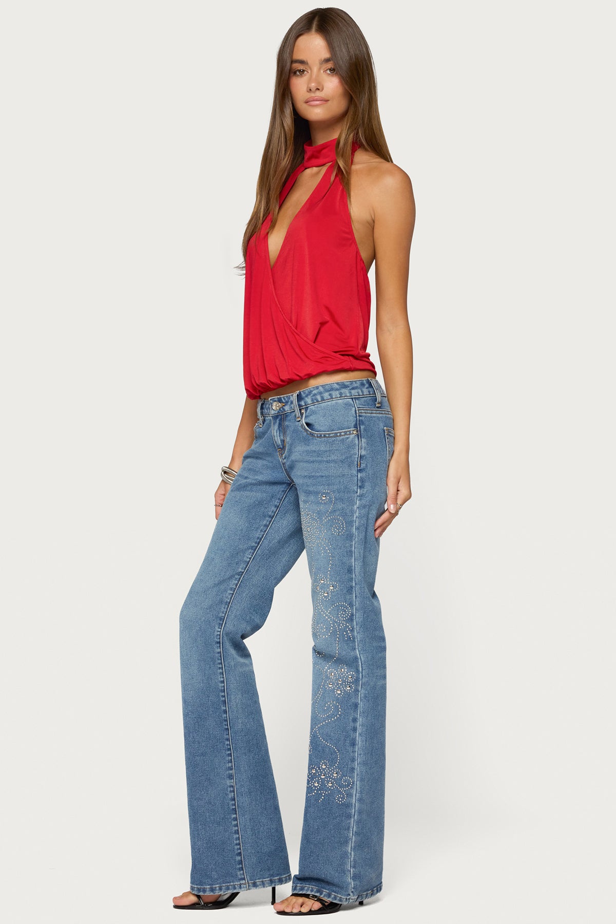 Lizah High Neck Cutout Wrap Top