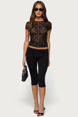 Jessi Sheer Lace Hook & Eye Top