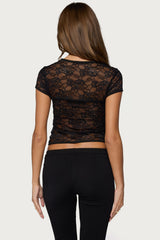 Jessi Sheer Lace Hook & Eye Top