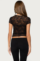 Jessi Sheer Lace Hook & Eye Top