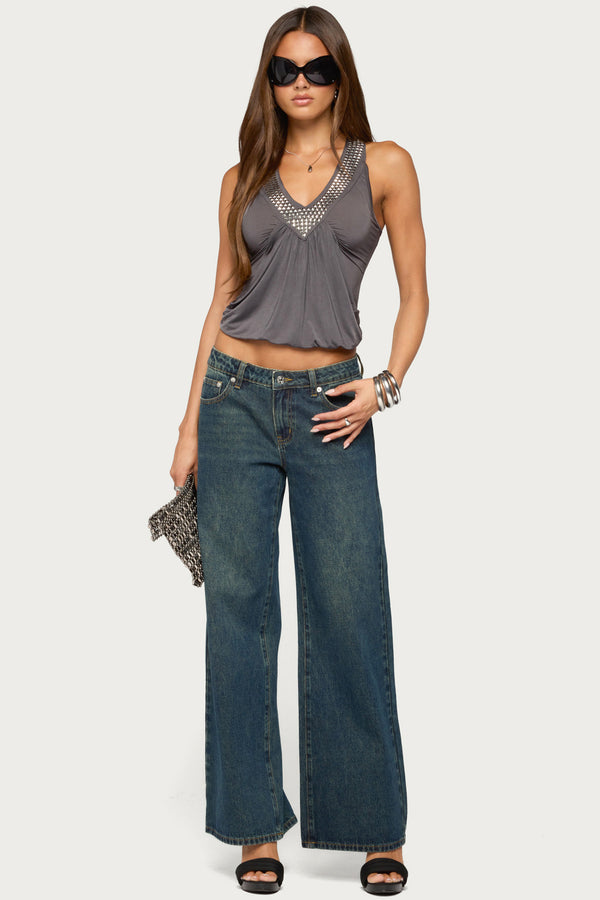 Brise Studded Draped Top