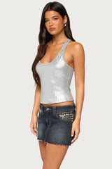 Dyla Sequin Racerback Tank Top