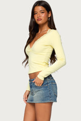 Aima Lacey V Neck Top