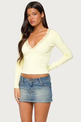 Aima Lacey V Neck Top