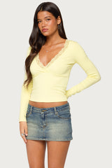 Aima Lacey V Neck Top