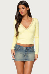 Aima Lacey V Neck Top