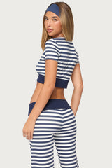 Fina Contrast Striped V Neck Top