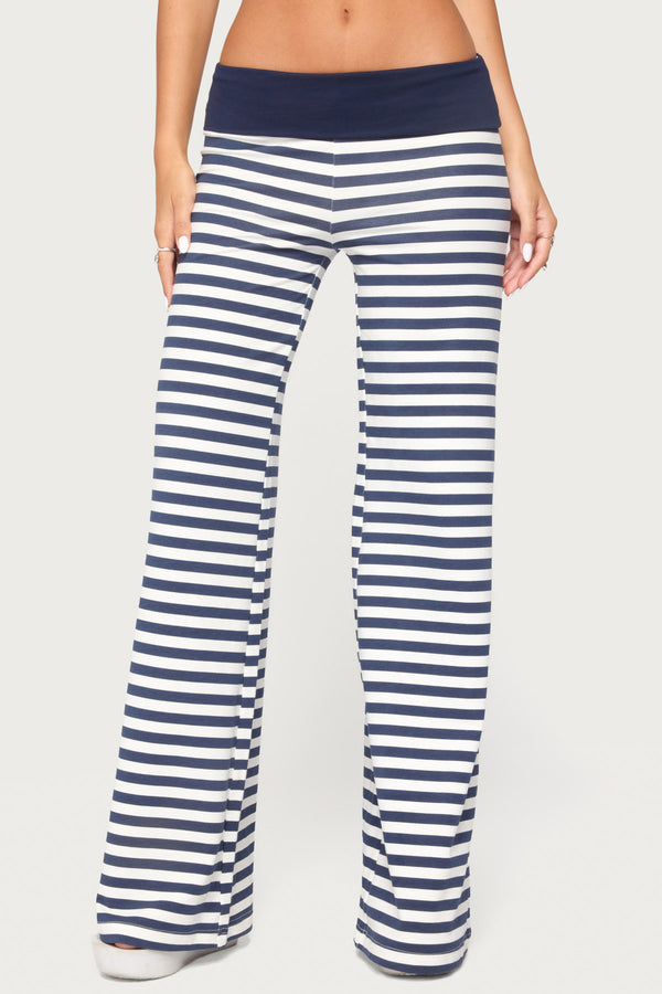 Fina Contrast Foldover Striped Pants