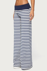 Fina Contrast Foldover Striped Pants
