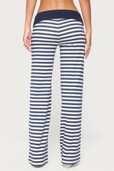 Fina Contrast Foldover Striped Pants