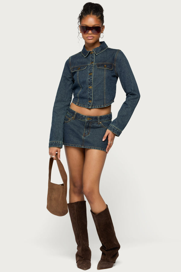 Dayla Cropped Denim Jacket view 2