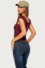 Mazzy Ruched Button Up Top