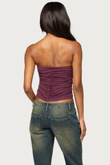 Amei Asymmetric Strapless Wrap Top