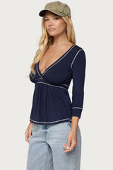 Parah Contrast Babydoll Top