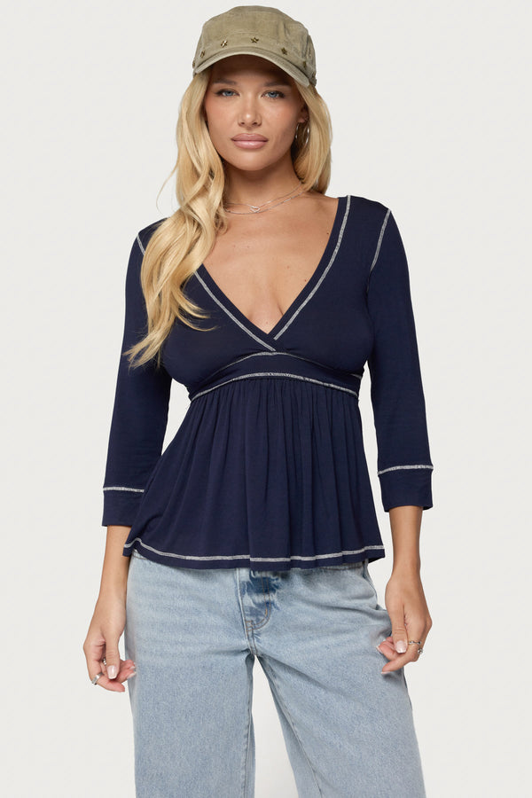 Parah Contrast Babydoll Top